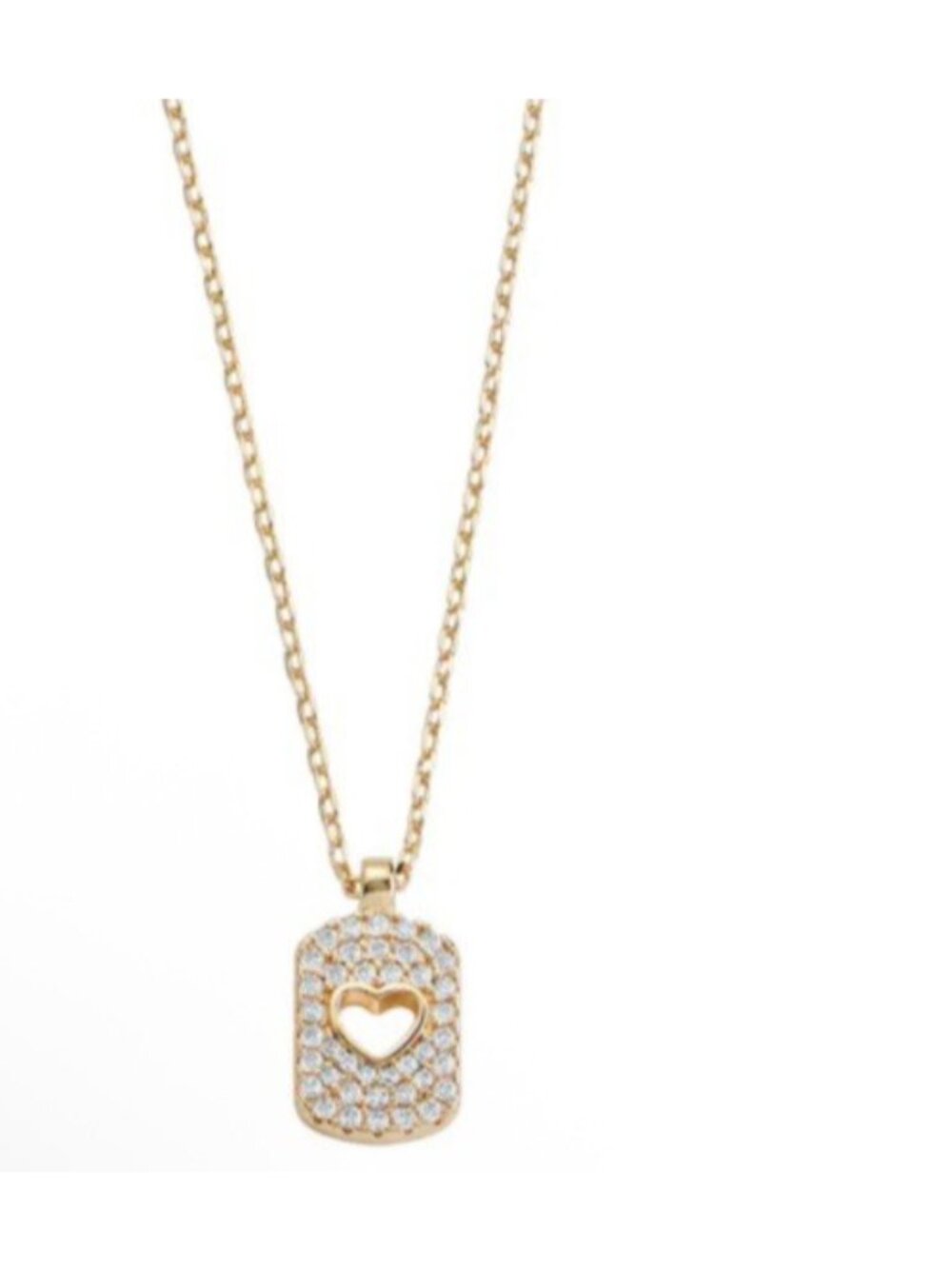 Park Lane Princess Necklace Heart Dog Tag Pave Crystals Gold Tone New Gift Box